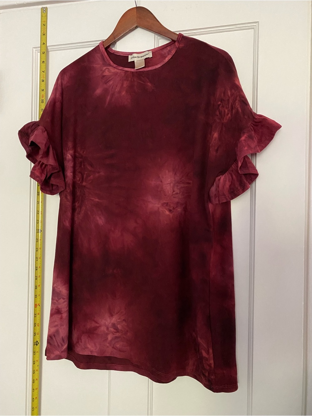 Cotton Emporium red shirt with ruffles
